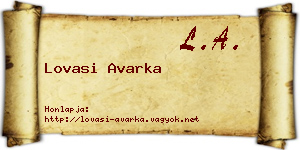 Lovasi Avarka névjegykártya